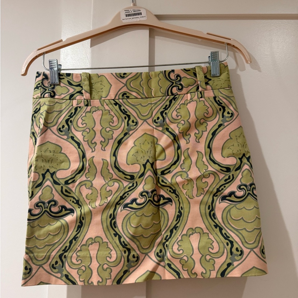 J. Crew Green and Pink Patterned Skirt
